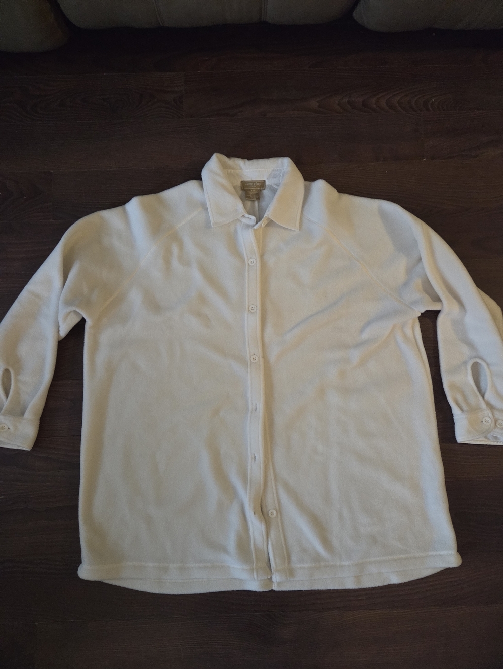 Classic Cream Button-Up Cardigan, Cotton Ginny Plus Size M, Euc